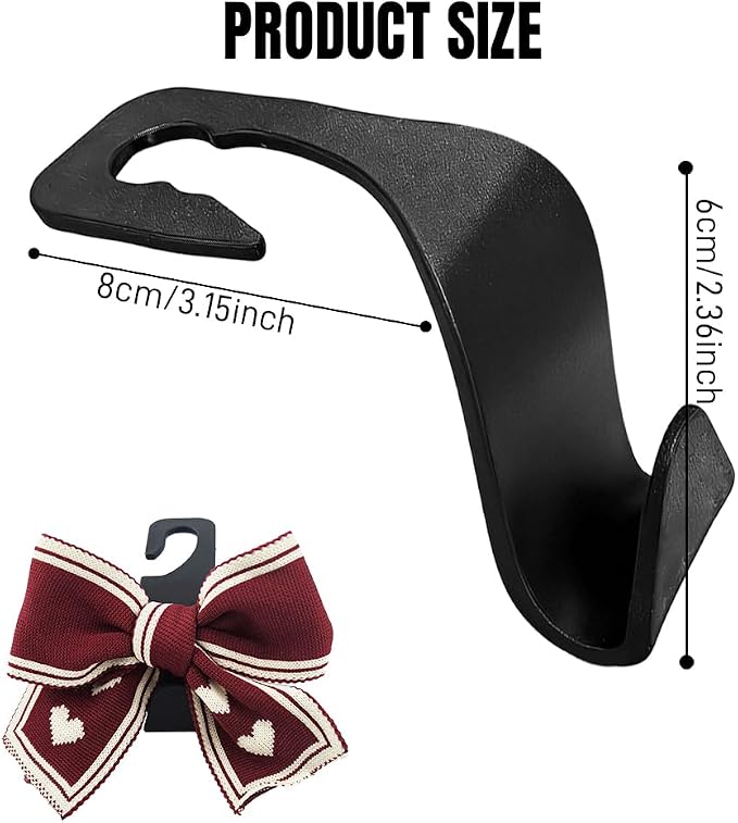 2PCS Car Seat Headrest Hooks, Car Purse Hook, Cute Bow Knot Vehicle Seatback Hanging Storage Organizer, Auto Seatback Decor Organizer Hanger for SUV Truck (Red/White)