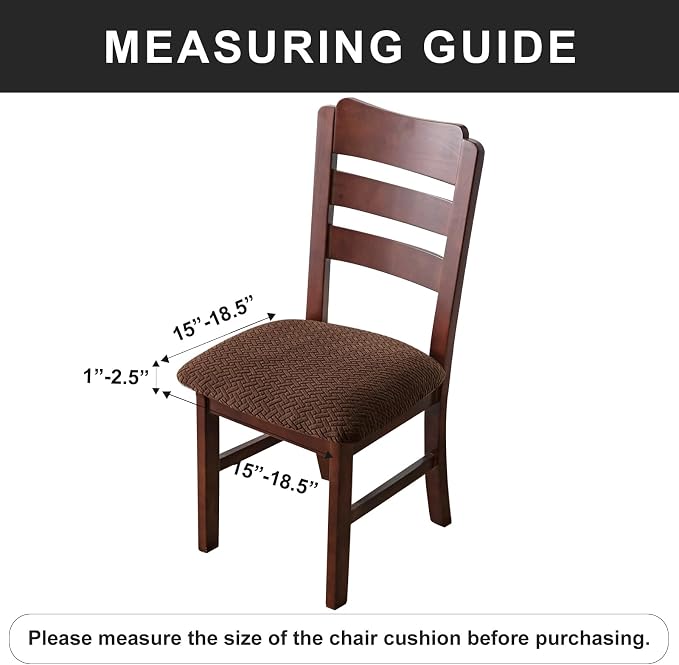 Genina Waterproof Seat Covers for Dining Room Chairs Covers Dining Chair seat Covers Kitchen Chair Covers slipcovers (Chocolate, 4 Pcs)