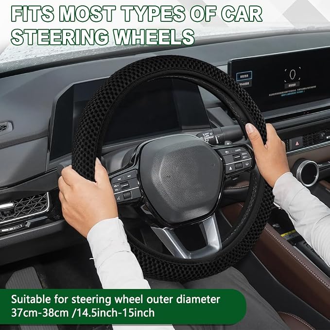 Elastic Stretch Steering Wheel Cover, Car Wheels Covers, Anti-Slip Sweatproof Breathable Car Steering Wheel Protector, Breathable Odorless Steering Wheels Accessories for Most Vehicles