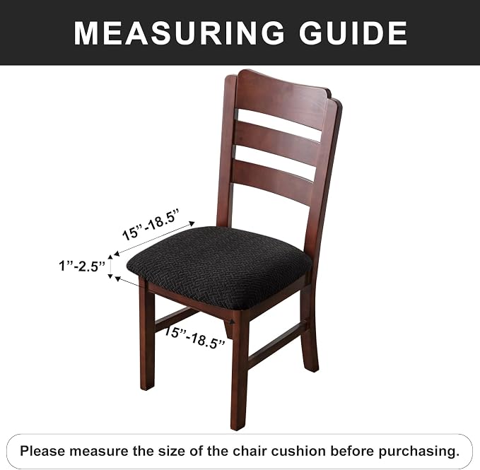 Genina Waterproof Seat Covers for Dining Room Chairs Covers Dining Chair seat Covers Kitchen Chair Covers slipcovers (Black, 2 Pcs)