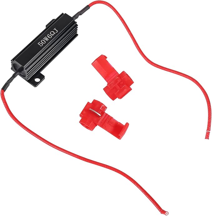 2Pcs 50W 6Ohm Load Resistor Turn Signal Blink LED Fix Fast Flash Error Code Flickering Automotive Replacement Resistors for LED Lights Indicator Controllers Bulb Headlights Tail Light License Plate