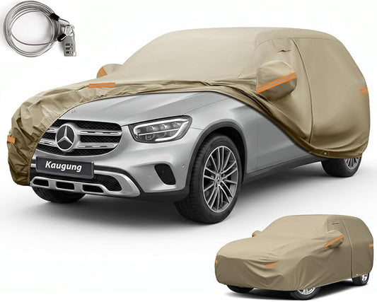 Kaugung Custom Fit Car Cover for Mercedes Benz GLC300 GLC350e GLC43 GLC63 (2016-2026), Heavy Duty All Weather Waterproof Outdoor SUV Cover with Driver Door Zipper, Mirror Pockets & Air Vents