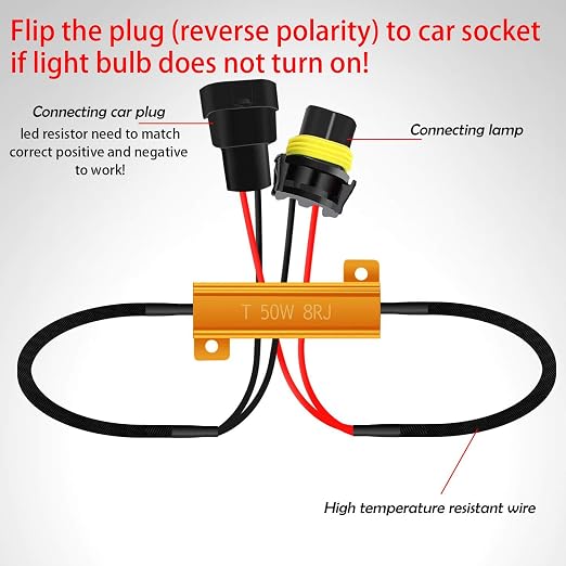 O-NEX 9006 LED Load Resistor Kit 50W 8ohm Headlight Bulb Relay Harness Adapter Anti Flicker Error Decoder Warning Canceller