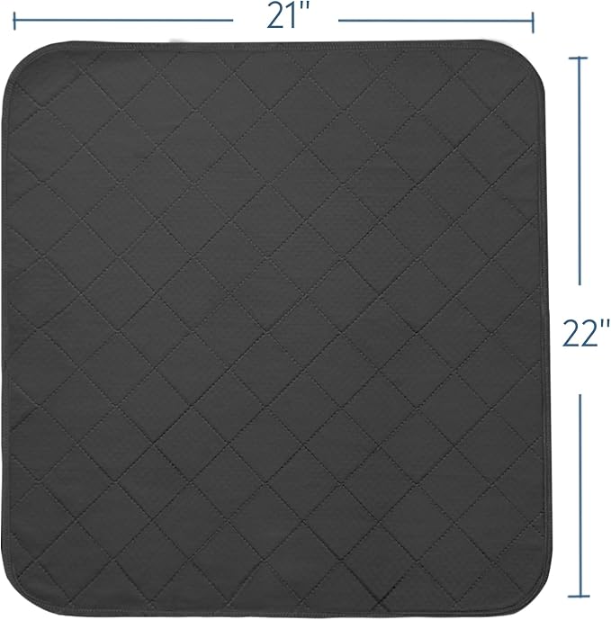 Waterproof Chair Pads for Incontinence, 4 Pack Reusable Seat Protector Pads 22" x 21", Washable Chair Protector Seat Cover, Absorbent Incontinence Pad for Bed, Wheelchair, Kid & Pet - Black
