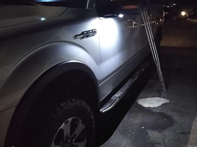 iJDMTOY White LED Under Side Mirror Puddle Lights Compatible With Ford F150 Raptor Edge Explorer Flex, Lincoln Navigator Mark LT MKX etc. (Powered by 18 pcs White SMD LED Lights)