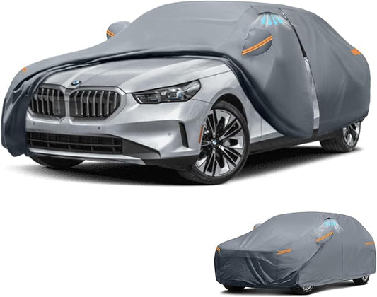 Waterproof BMW 5 Series 528i 530i 535i 540i M5 M550i M550(2010-2026) Car Cover with Breathable Vents, [Upgrade] Premium Covers with Cotton Liner and Zipper Door,Sun Rain Snow Dust Uv Protection.