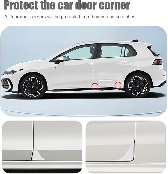 4PCS Car Door Guard Protector, Car Door Edge Guard, Anti-Collision Vehicle Side Corner Protector, Auto Accessories Self-Adhesive Auto Edge Protection Cover Fit for Most Vehicle (White)
