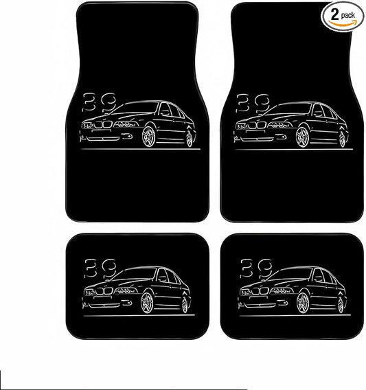 Universal Fit Car Floor Mats Set of 4Pcs, E39 Car Print All-Weather Front Rear Car Carpet Mats, Non-Slip Car Floor Mat Car Accessories for Automotive Trucks SUV Sedans Vans