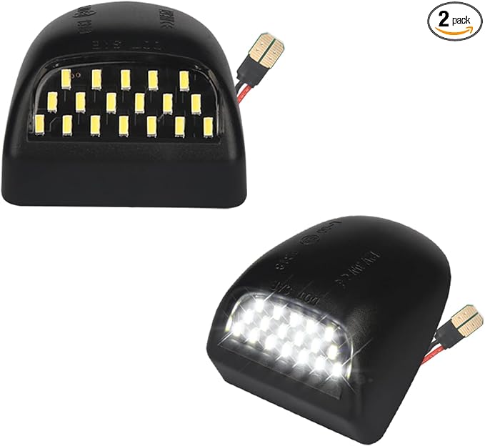 LED License Plate Light tag lamp Assembly For 1999-2013 Chevy Silverado GMC Sierra 1500 2500 3500 Avalanche Suburban Tahoe Yukon Black housing 6000K White, Pack of 2