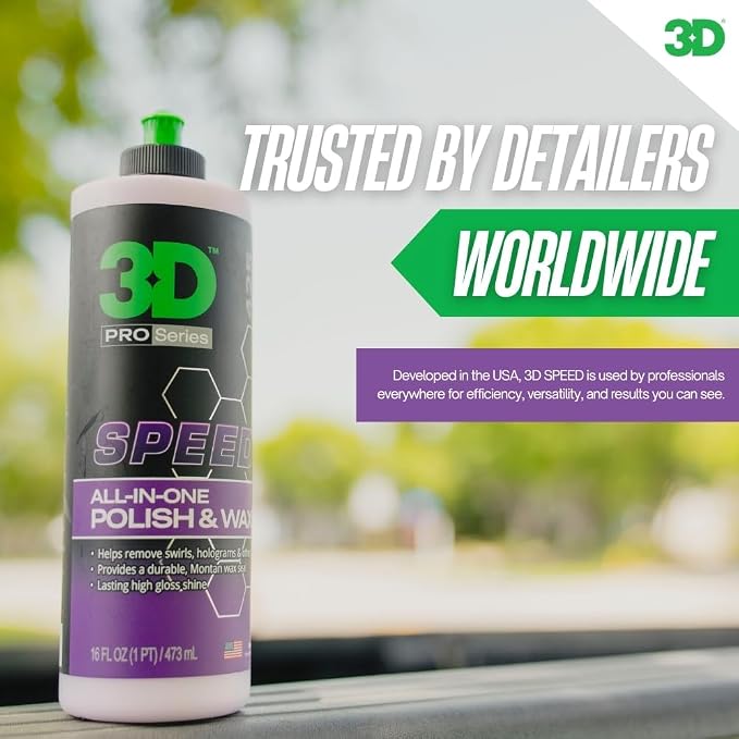 3D Speed All-In-One Polish & Wax – Scratch & Swirl Remover, Clear Coat Safe Paint Sealant – High Gloss Finish, Easy Application – 8oz – Made in USA