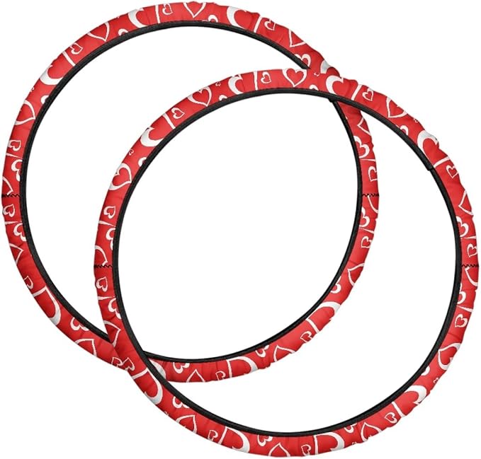 Heart Lines Wheelchair Wheel Covers for Holiday Romantic Wheelchair Tire Cover Wear-Resistant Non-Slip for Home