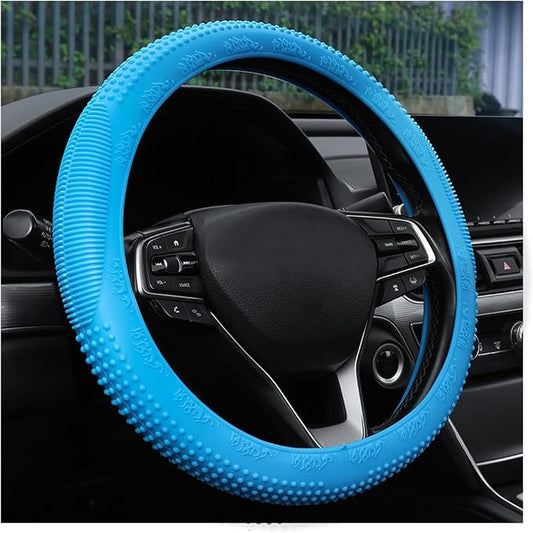 Bittwee Steering Wheel Cover, Car Silicone Steering Wheel Protector, Anti-Slip Soft Odorless Wheel Covers, Universal 14-15 Inch Steering Wheel, Automotive Interior Accessories (Sky Blue)