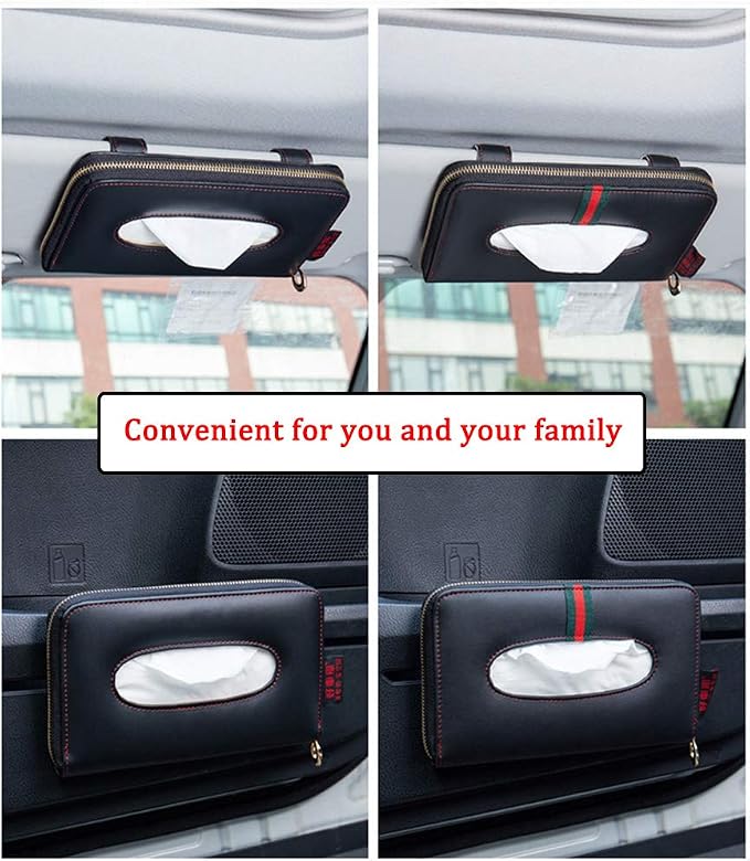 Fredyusu Car Tissue Holder, Car Visor Tissue Holder, Perfect Solid Color Auto Tissue Box, Tissue case Holder for car (Black)