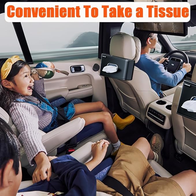 Car Tissue Holder (2Pack), Car Kleenex Holder Fits 100-160 Count | Premium PU Leather,Keep Tidy,Universal,Large tissue box,Backseat Car Napkin Holder,Tissues Dispenser for Car,Black