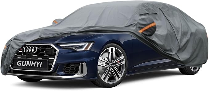 GUNHYI Premium Car Cover Custom Fit Audi A6/S6 Sedan, 16 Layers Heavy Duty Car Cover Waterproof All Weather with Zipper Door for Sun Rain Snow Dust Uv Protection