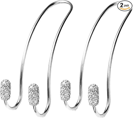 Guoord 【2026 Upgraded】 Car Headrest Hook Decorations, 2 Pcs Bling Purse Hook Hangers, Stainless Hooks Car Hangers and Durable Backseat Holder, Storage Universal for SUV Truck Vehicle(White)
