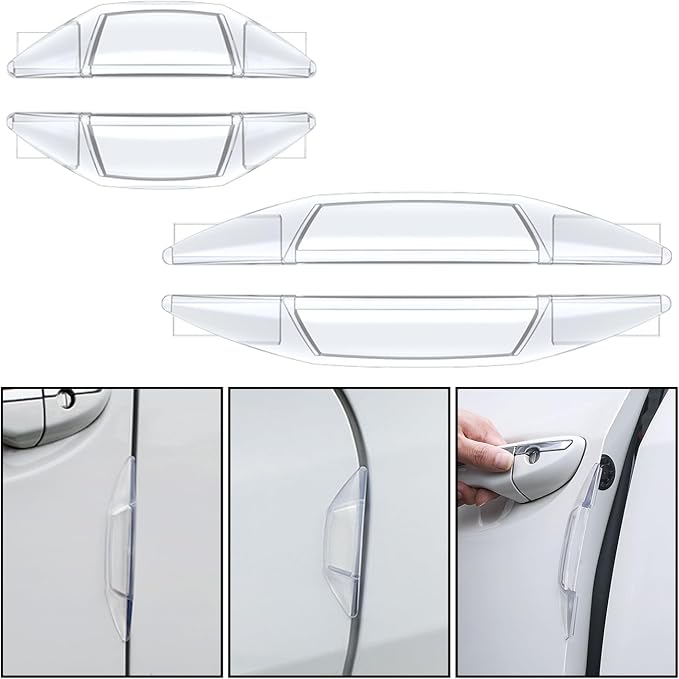 4 PCS Car Door Anti-Collision Strip, Rearview Anti-Impact Sticker, Door Protection Decorative Covers, Door Edge Bumper Guard, Universal Car Side Door Edge Protector (Transparent)