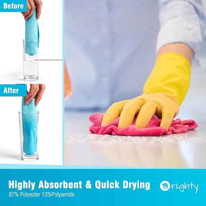 Orighty Microfiber Cleaning Cloth Bulk, 150 Pack Cleaning Rags 12x12 inch | Reusable Microfiber Towels for Cars, Ultra-Soft & Absorbent Lint Free Cloths for House, Kitchen