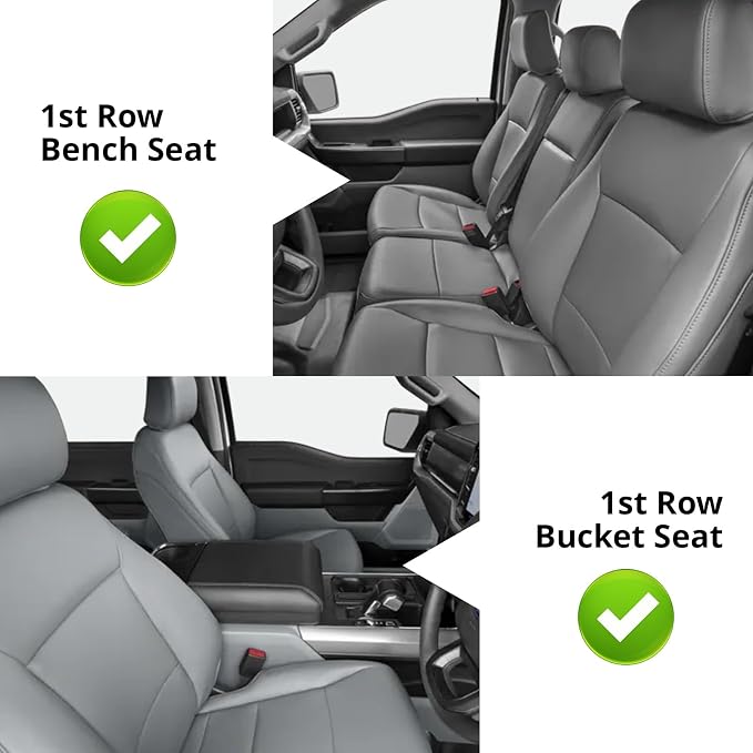 coverdream F150 Leather Seat Covers Fit for 2015-2020 Ford F150 SuperCrew XL,XLT & 2017-2022 F250 F350 F450 Crew Cab XL,XLT Pickup,w/No Rear Armrest,Waterproof Truck Seat Protector(Full Set,Black)