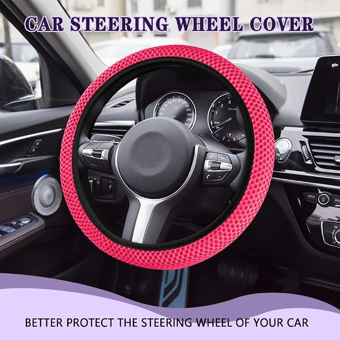 Elastic Stretch Steering Wheel Cover, Steering Wheel Cover, 15" Breathable Auto Steering Wheel Protector, Universal Car Accessories Comfortable Non-Slip Vehicle Steering Wheel Covers for Women Men