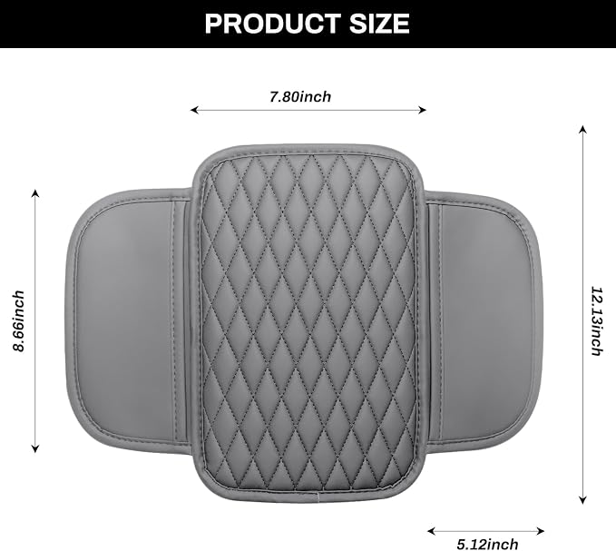 Ouzorp Car Center Console Cover Upgraded Microfiber Leather Car Arm Rest Cover with 2 Storage Bags Universal Armrest Cover for Car Storage Box Car Interior Accessories Protector for Most Vehicle-Gray