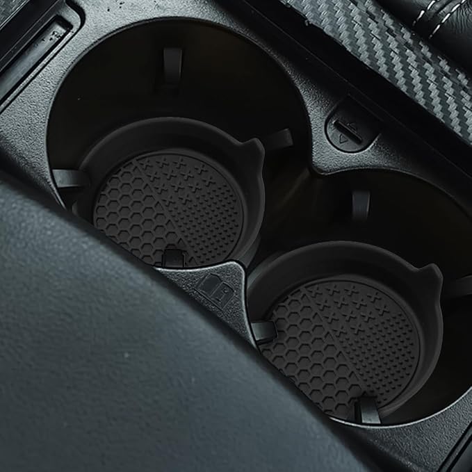 Mandark 4PCS Car Cup Holder Coaster, Silicone Anti-Slip Vehicle Insert Water Bottle Mat, Automotive Interior Insulation Drink Cup Pad Decor Accessories, Universal for SUV, Sedan, Truck (Black)