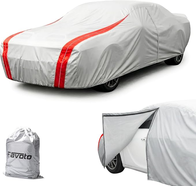 Favoto Car Cover Waterproof Custom Fit for Dodge Charger 2006-2026 | Windproof Heavy Duty Car Cover for Automobiles Outdoor with Reflective Strips All Weather Rain Dust Snow UV Protection