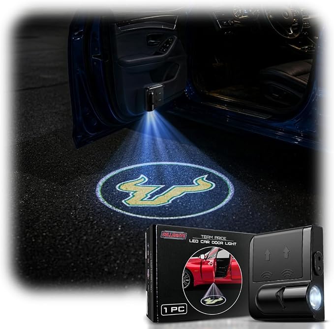 Sporticulture American Football WS South Florida Bulls Car Door Lights Logo Shadow Display - Officially Licensed NCAA Car Accessories - Show Your Team Pride - Battery Powered, Universal Fit