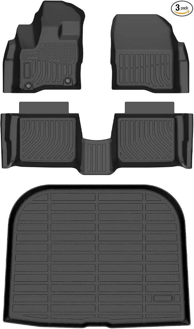 HAFIDI® Floor Mats & Cargo Liner Set Fit for Ford Taurus 2010-2019 SE/SEL/Limited/SHO All Weather TPE Anti-Slip Car Full Set Floor Liners Custom Accessories - Black