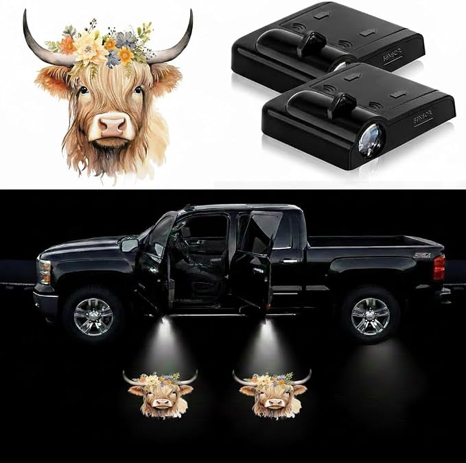 2PCS Dog Car Door Lights Projector,Wireless LED Welcome Puddle Lights,Magnetic Logo Projector Door Light Decor Car Accessories Corgi Dog Gifts for Women Men,Suitable for All Vehicles Motorcycle