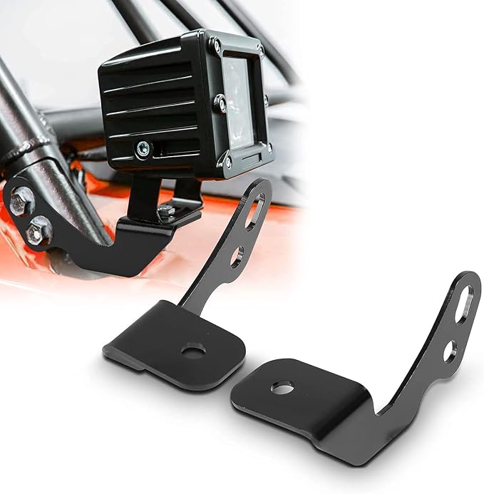 KEMIMOTO UTV Pod Light Brackets LED A-Pillar Light Mount Compatible with Polaris RZR XP 1000 / 900 / 800, Heavy-Duty Stainless Steel LED Cube Brackets, Rust-Proof Side Mounting 2-Pack
