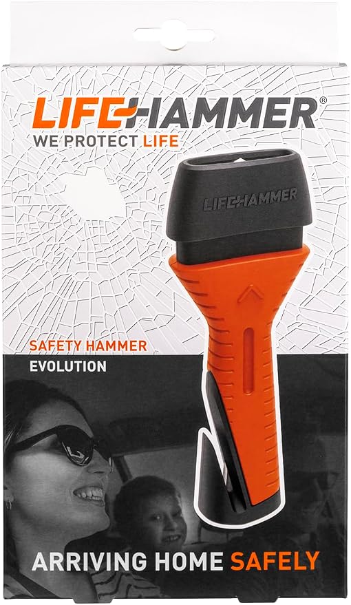 Lifehammer Safety Hammer Evolution - Automatic Emergency Escape and Rescue Hammer With Seatbelt Cutter