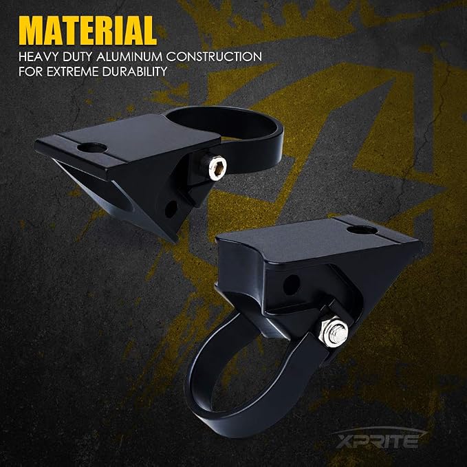 Xprite 1.75 Inch Roll Bar Mounting Brackets, Universal Adjustable LED Light Bar Brackets, Roll Cage & Bull Clip Holder for UTV ATV Can Am Maverick X3 Polaris RZR XP Side by Side and More Models