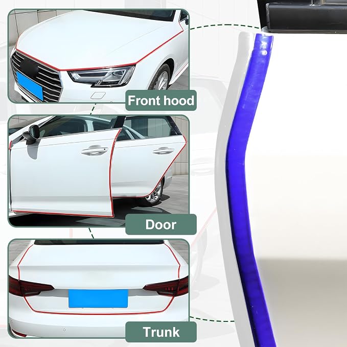 Osilly Car Door Protector Edge Guards, 33Ft Anti Collision U Shaped Automobile Door Seal Protector, No Glue Vehicle Exterior Edge Trim Protective Strip Accessories, Universal Fit (Blue)