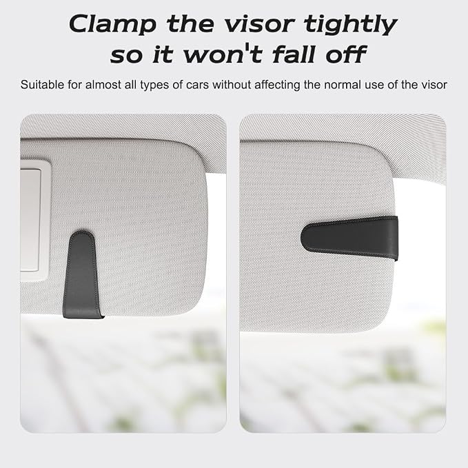 Sotfamily Sunglass Holder for Car Visor, Black, 2 Packs | Suede Cloth, Magnetic, Organizer for Car Accessories