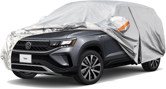 Kayme 6 Layers SUV Car Cover Custom Fit for VW Volkswagen Taos(2021-2025) Waterproof All Weather for Automobiles, Outdoor Full Cover Rain Sun UV Protection.Silver