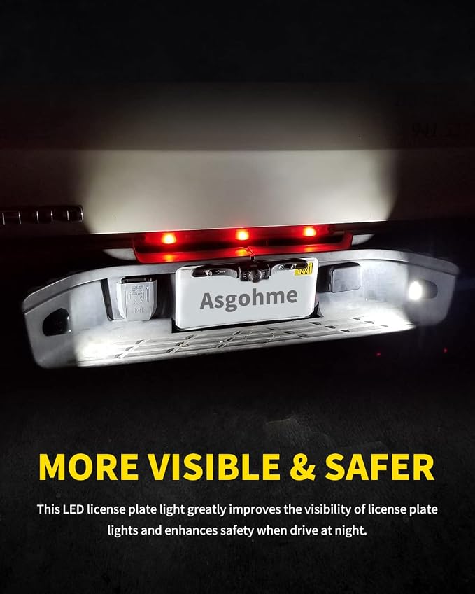 LED License Plate Lights Rear Bumper Tag Lamp Assembly Replacement Compatible with Cadillac Escalade Chevy Silverado 1500 2500 3500 Tahoe GMC Sierra 1500 2500 3500 Yukon XL, Pack of 2