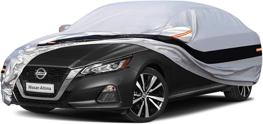 10 Layers Car Cover Custom Fit for Nissan Altima (2002-2026) Waterproof All Weather for Automobiles, Outdoor Full Cover Rain Sun UV Protection.Silver