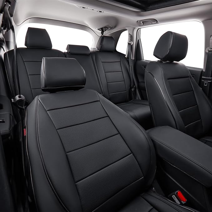 EKR Car Seat Covers for Honda CRV 2023-2026 Leatherette Full Set | Custom Fit for Honda CRV 2023 2024 2025 2026 Easy-Wipe Protection,Faux Leather(Black)