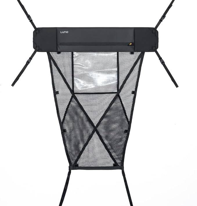 LUNO Ceiling Cargo Net - Car Roof Storage w/Multiple Pockets, Hangout Loops & Tab Pocket for Long Road Trip & Camping - 36" x 52" Car Camping Essentials Organizer for SUV - XL
