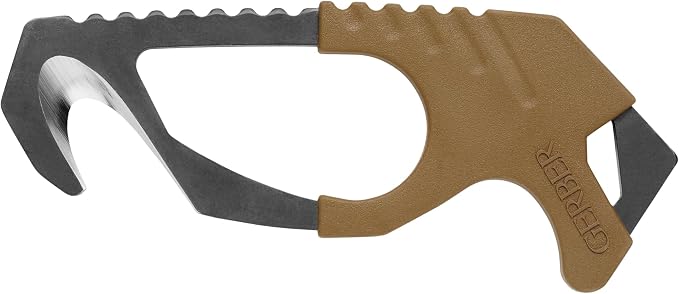 Gerber Gear Seatbelt Strap Cutter Escape Tool with Lanyard Hole and Glass Breaker, Made in USA, Coyote Brown, 5 x 2.5 x 1 inches Pocket Size