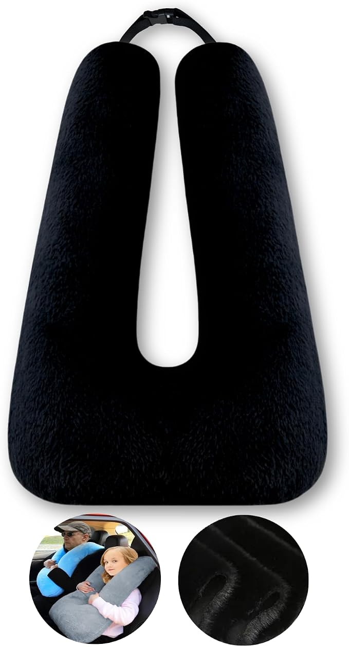 FHSGGP Travel Pillow Car Pillow Kid Car Sleeping Black | The Sleeping Aid for Adults and Kids on Road Trips Kids Travel Pillow