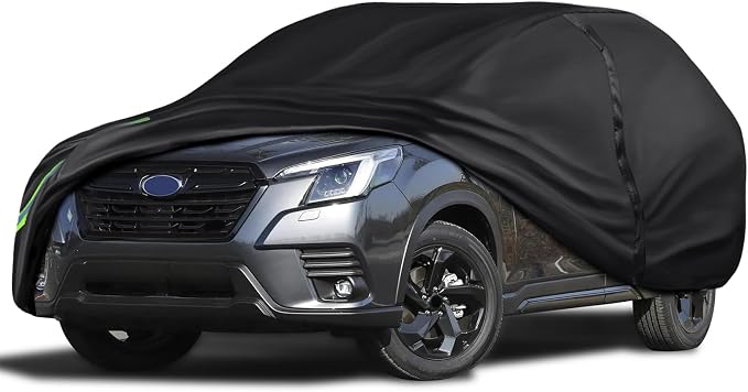 600D 16-Layer Heavy Duty Universal Car Cover, All Weather Waterproof Outdoor & Indoor Full Protection, UV Sun Snow Rain Dust & Scratch Resistant, Fits SUVs Body Length up to 180" (15 ft) Black