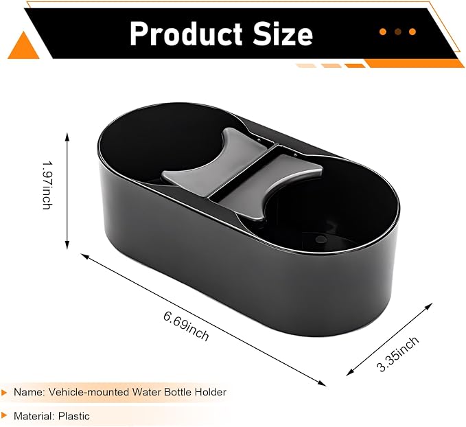 Car Cup Holder, ABS Center Console Double Cup Holder, Self-adhesive Multi-functional Double-drink Organizer, Universal for Most Cars SUVs Trucks (Black #A)