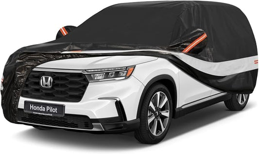 10 Layers SUV Car Cover Custom Fit for Honda Pilot (2008-2026) Waterproof All Weather for Automobiles, Outdoor Full Cover Sun UV Rain Protection with Cotton.Black