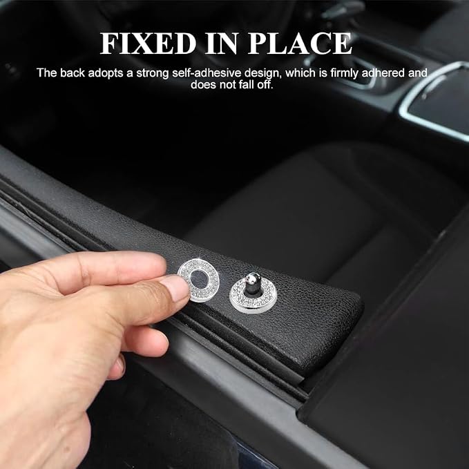 4PCS Bling Car Inner Door Lock Covers, Bling Car Accessories, Crystal Auto Decals for Women Girls, Sparkly Rhinestones Auto Door Bolt Decorations Compatible with B-e-n-z A/B/C/D/E Class