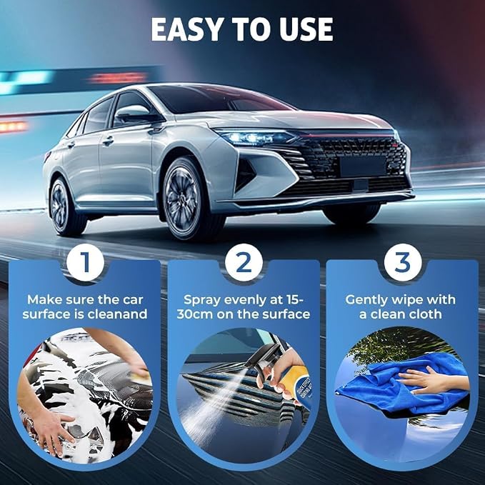 2PCS Car Coating Spray, Quick Effect Coating Agent, Quick-Advanced Car Acting Coating Agent Spray, Waterless Wash Polish, Paint Protection and Glass Cleaner