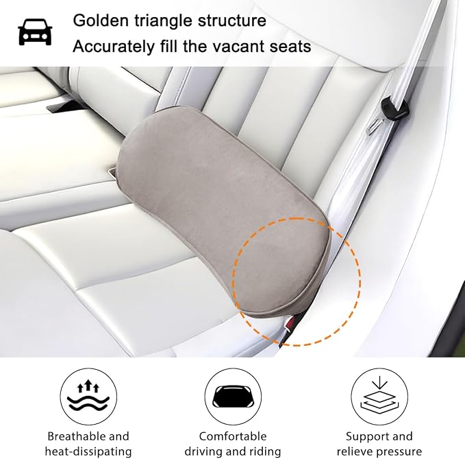 Zpana Car Lumbar Support Pillow, Memory Foam Vehicle Seat Lower Back Support Cushion for Back Pain Relief & Sciatica, Comfortable Auto Driver Seat Pad, Universal for Vehicles (Light Gray)