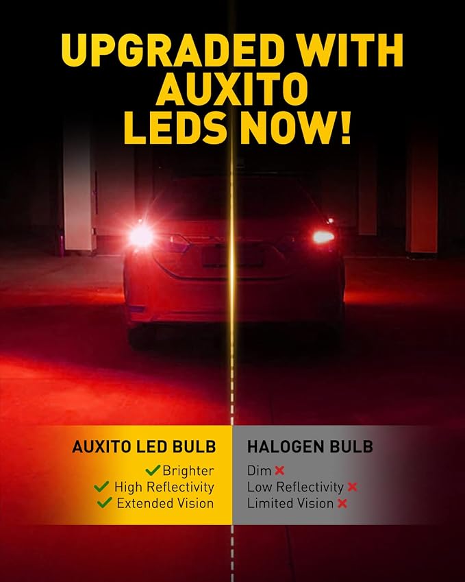 AUXITO 1157 LED Bulbs Red Brake Light, 400% Brighter 2057 2357 7528 BAY15D LED Light for Tail Lights, Brake Stop Signal Light, Side Marker Parking Light, Pack of 2