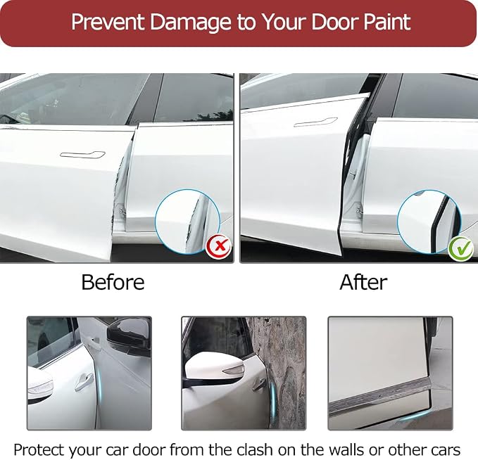 32Ft Car Door Edge Guards Black Universal Rubber Car Door Edge Protector U Shape Automotive Door Entry Guard, Edge Trim Fits for Sedans, Trucks, SUV, ATV, Boats